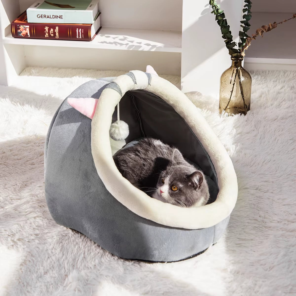 1PC Warm Winter Four Seasons Universal Semi-Closed Cute Comfortable Cat Nest Bed Warm Pet Nest