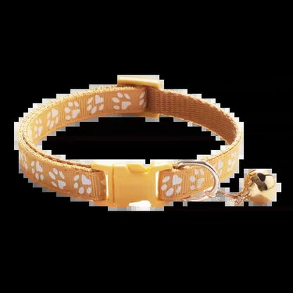 Pet Collar with Bell Cartoon Footprint Colorful Dog Puppy Cat Accessories Kitten Collar Adjustable Safety Bell Ring Necklace Dog