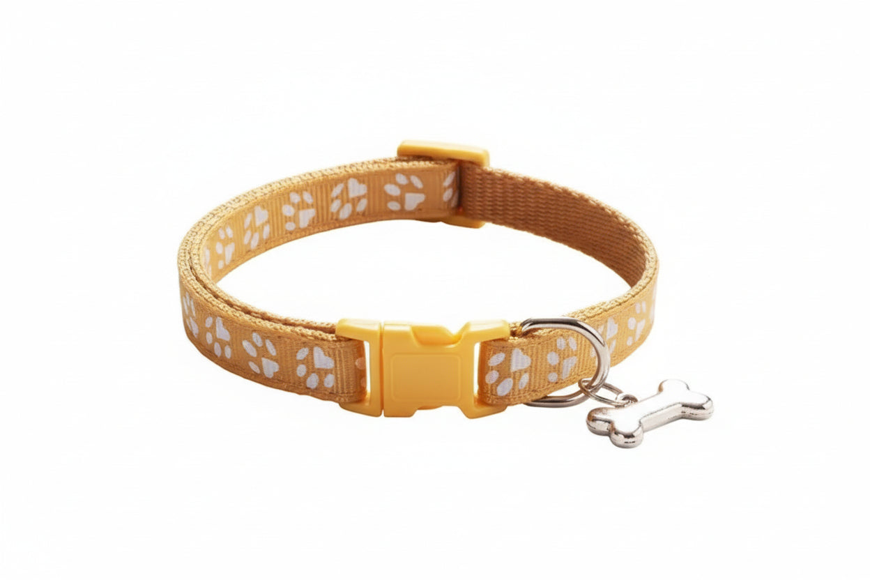 Pet Collar with Bell Cartoon Footprint Colorful Dog Puppy Cat Accessories Kitten Collar Adjustable Safety Bell Ring Necklace Dog