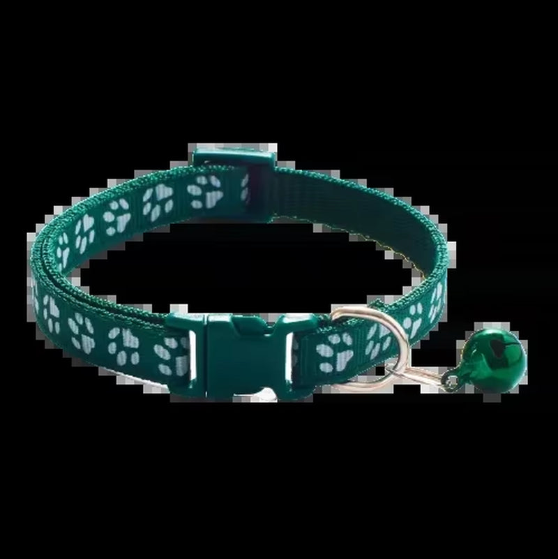 Pet Collar with Bell Cartoon Footprint Colorful Dog Puppy Cat Accessories Kitten Collar Adjustable Safety Bell Ring Necklace Dog