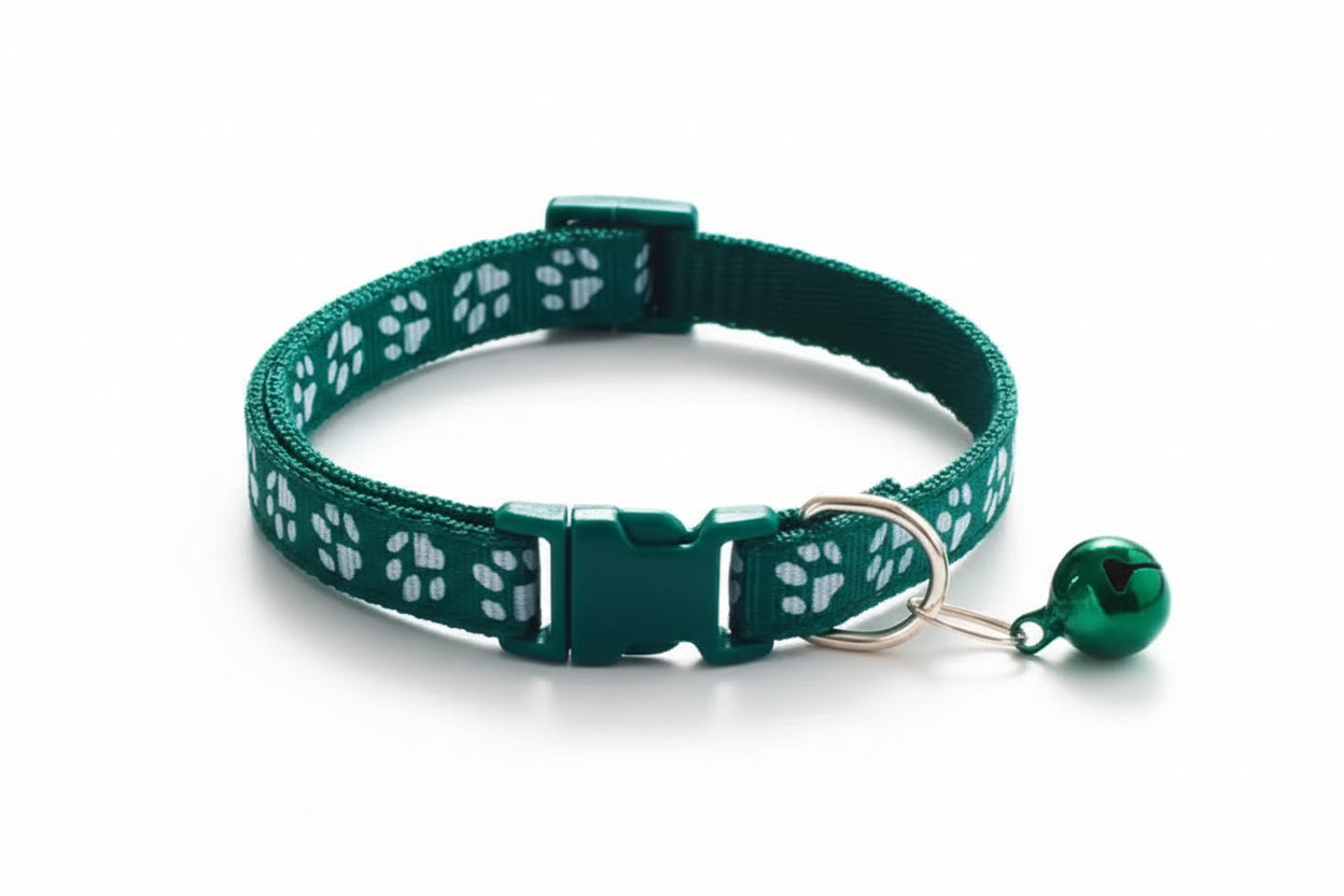 Pet Collar with Bell Cartoon Footprint Colorful Dog Puppy Cat Accessories Kitten Collar Adjustable Safety Bell Ring Necklace Dog