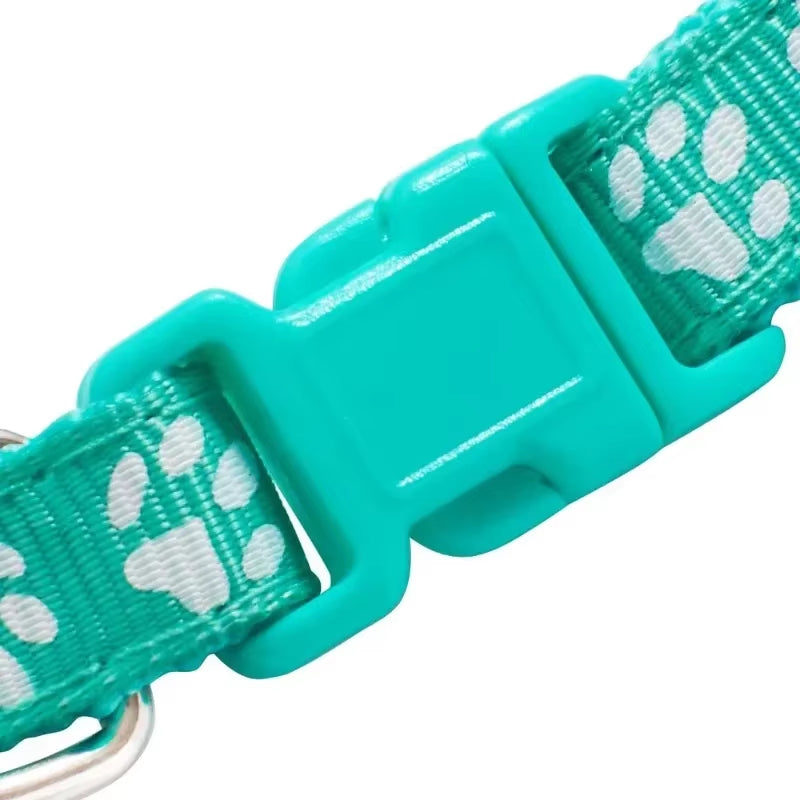 Pet Collar with Bell Cartoon Footprint Colorful Dog Puppy Cat Accessories Kitten Collar Adjustable Safety Bell Ring Necklace Dog