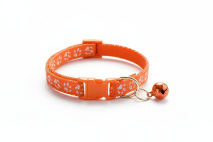 Pet Collar with Bell Cartoon Footprint Colorful Dog Puppy Cat Accessories Kitten Collar Adjustable Safety Bell Ring Necklace Dog