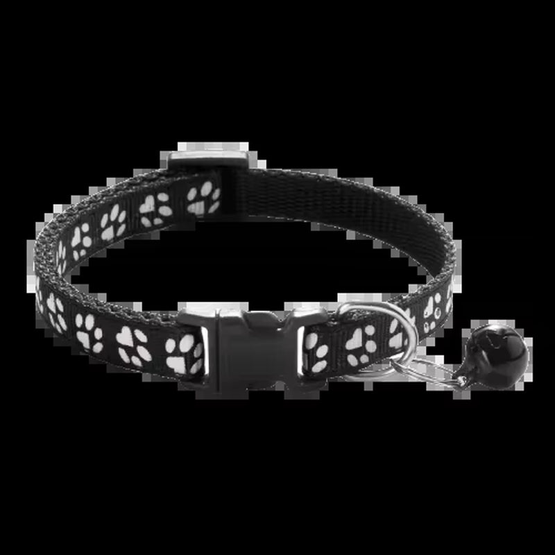 Pet Collar with Bell Cartoon Footprint Colorful Dog Puppy Cat Accessories Kitten Collar Adjustable Safety Bell Ring Necklace Dog