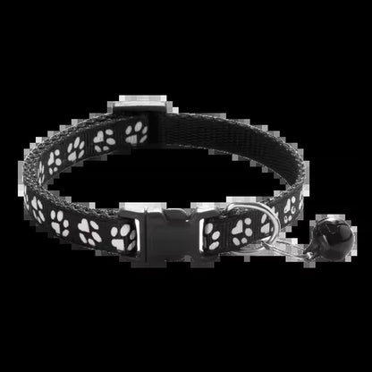 Pet Collar with Bell Cartoon Footprint Colorful Dog Puppy Cat Accessories Kitten Collar Adjustable Safety Bell Ring Necklace Dog