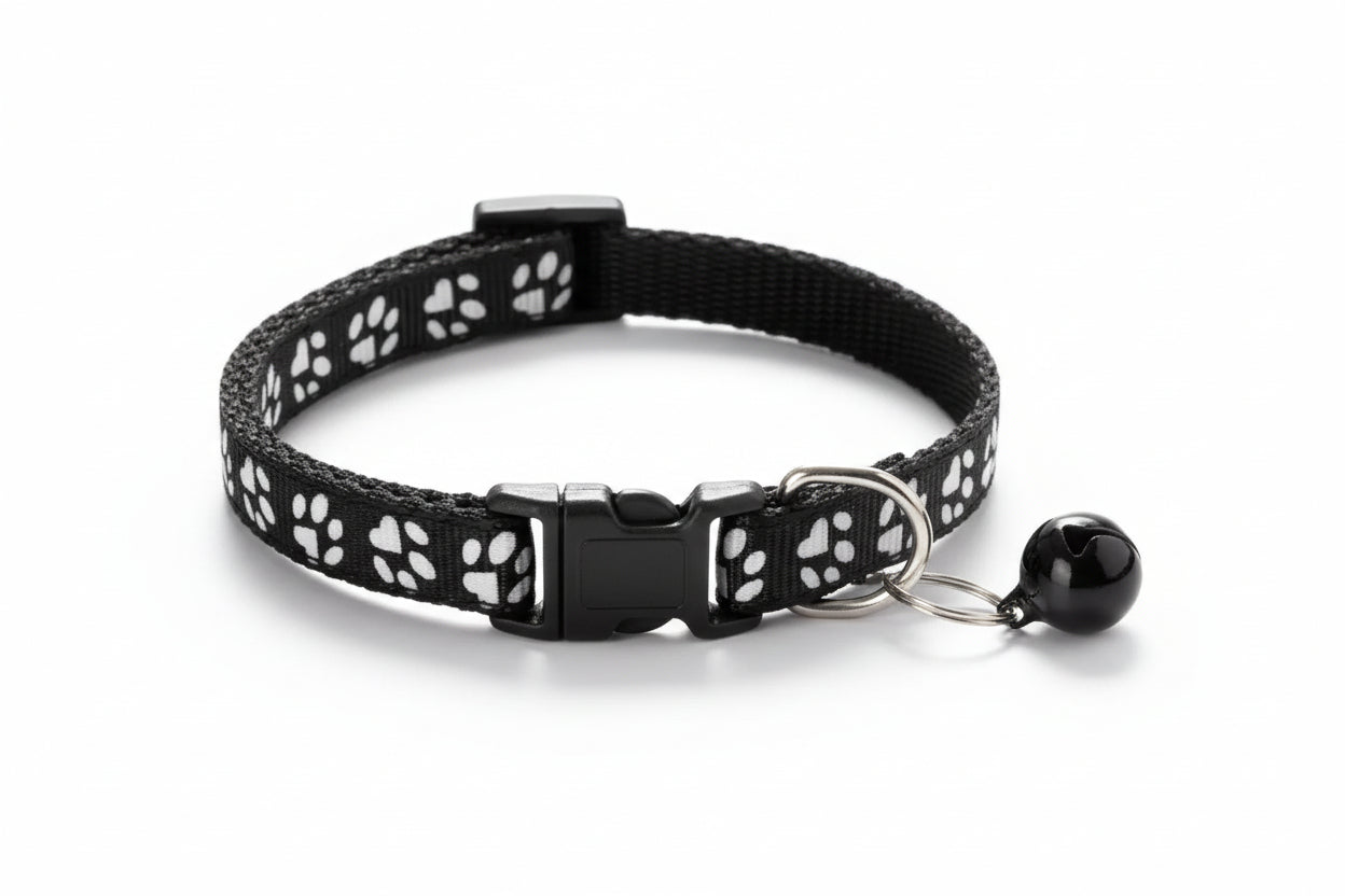Pet Collar with Bell Cartoon Footprint Colorful Dog Puppy Cat Accessories Kitten Collar Adjustable Safety Bell Ring Necklace Dog