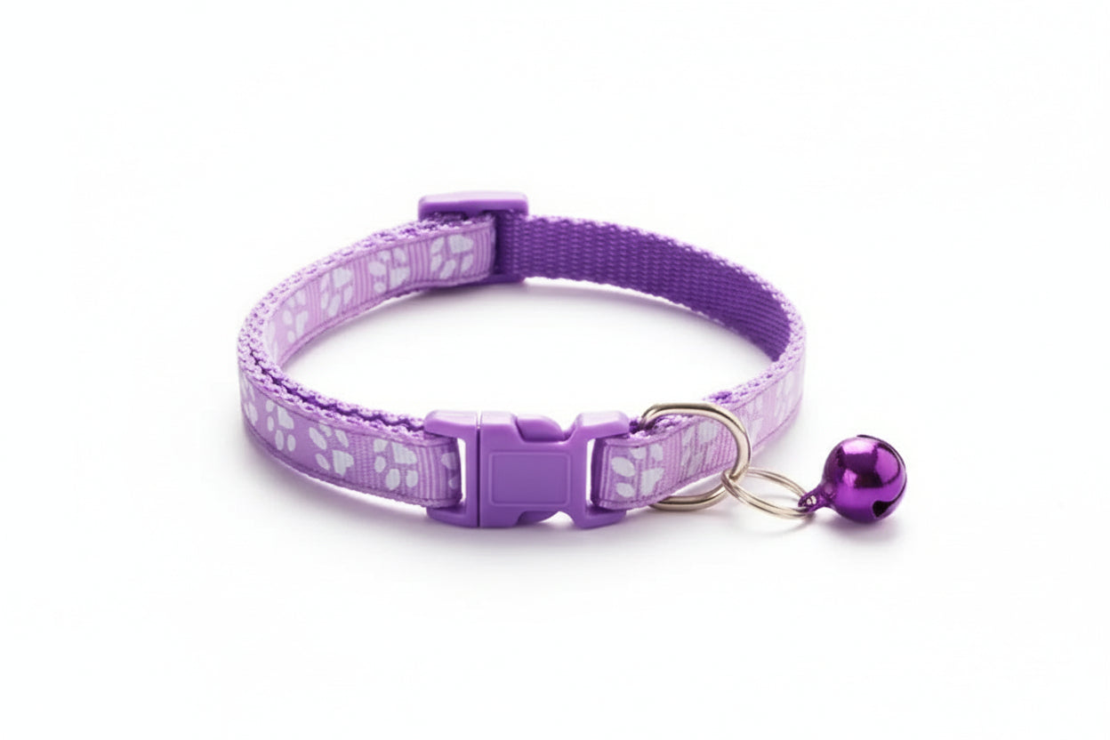 Pet Collar with Bell Cartoon Footprint Colorful Dog Puppy Cat Accessories Kitten Collar Adjustable Safety Bell Ring Necklace Dog