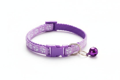 Pet Collar with Bell Cartoon Footprint Colorful Dog Puppy Cat Accessories Kitten Collar Adjustable Safety Bell Ring Necklace Dog