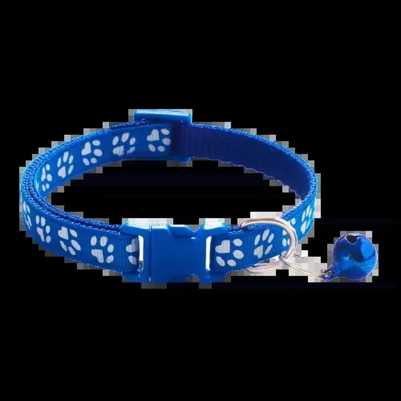 Pet Collar with Bell Cartoon Footprint Colorful Dog Puppy Cat Accessories Kitten Collar Adjustable Safety Bell Ring Necklace Dog