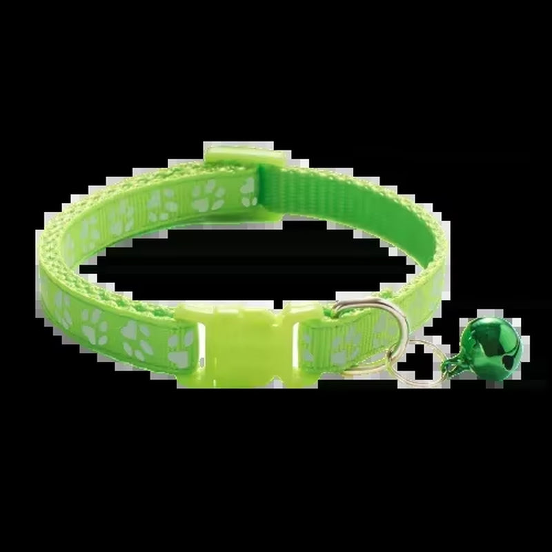 Pet Collar with Bell Cartoon Footprint Colorful Dog Puppy Cat Accessories Kitten Collar Adjustable Safety Bell Ring Necklace Dog