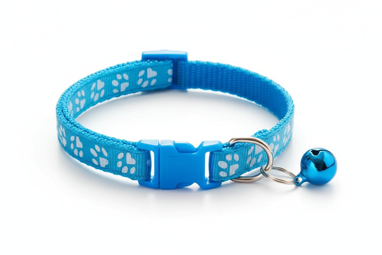 Pet Collar with Bell Cartoon Footprint Colorful Dog Puppy Cat Accessories Kitten Collar Adjustable Safety Bell Ring Necklace Dog
