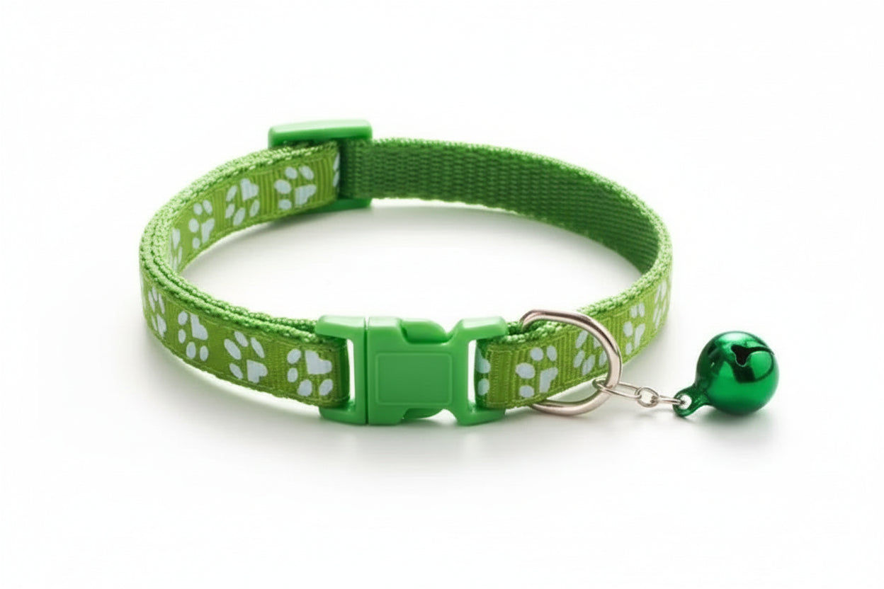 Pet Collar with Bell Cartoon Footprint Colorful Dog Puppy Cat Accessories Kitten Collar Adjustable Safety Bell Ring Necklace Dog