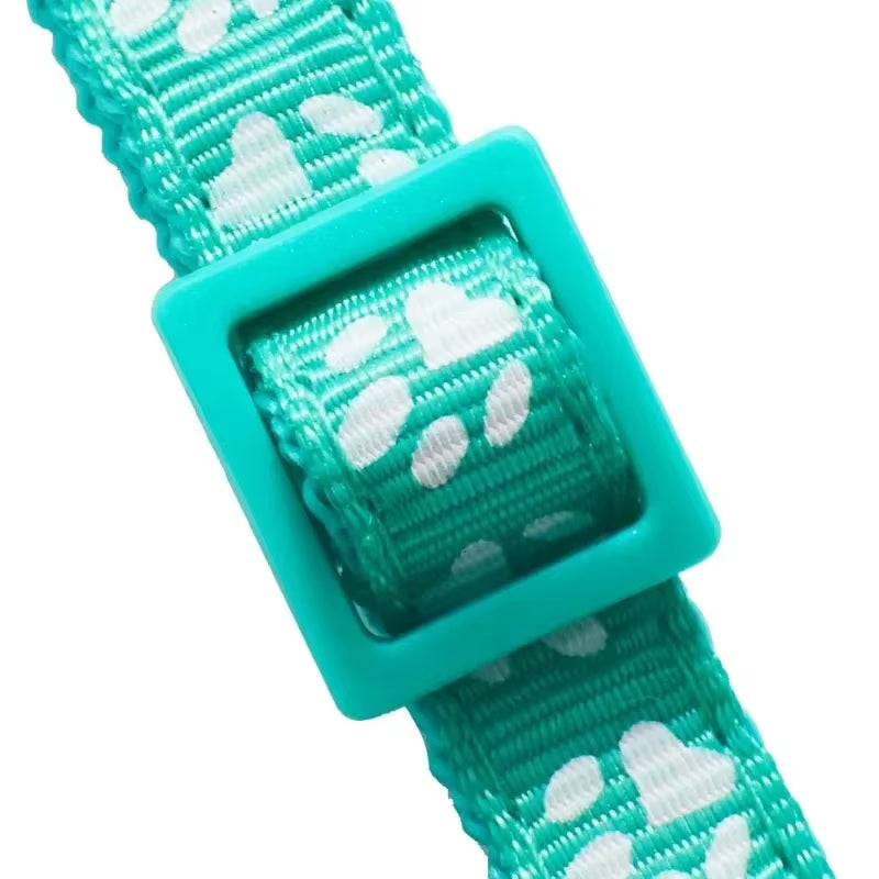 Pet Collar with Bell Cartoon Footprint Colorful Dog Puppy Cat Accessories Kitten Collar Adjustable Safety Bell Ring Necklace Dog