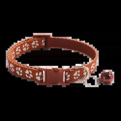 Pet Collar with Bell Cartoon Footprint Colorful Dog Puppy Cat Accessories Kitten Collar Adjustable Safety Bell Ring Necklace Dog