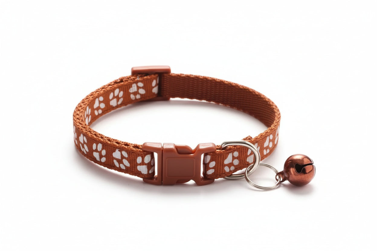 Pet Collar with Bell Cartoon Footprint Colorful Dog Puppy Cat Accessories Kitten Collar Adjustable Safety Bell Ring Necklace Dog