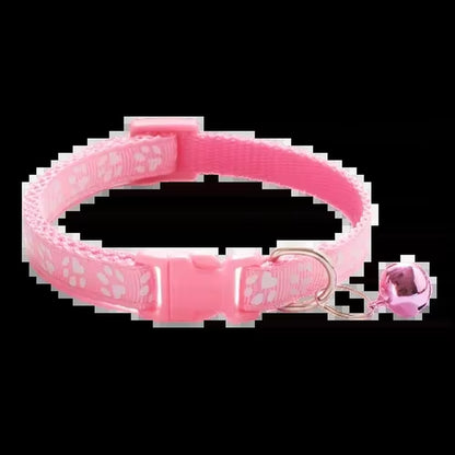 Pet Collar with Bell Cartoon Footprint Colorful Dog Puppy Cat Accessories Kitten Collar Adjustable Safety Bell Ring Necklace Dog
