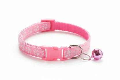 Pet Collar with Bell Cartoon Footprint Colorful Dog Puppy Cat Accessories Kitten Collar Adjustable Safety Bell Ring Necklace Dog