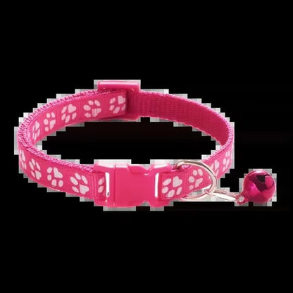 Pet Collar with Bell Cartoon Footprint Colorful Dog Puppy Cat Accessories Kitten Collar Adjustable Safety Bell Ring Necklace Dog