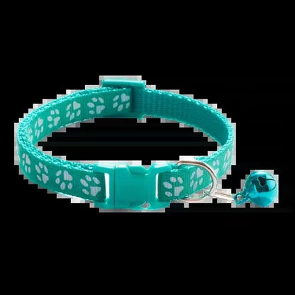 Pet Collar with Bell Cartoon Footprint Colorful Dog Puppy Cat Accessories Kitten Collar Adjustable Safety Bell Ring Necklace Dog