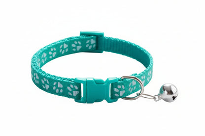 Pet Collar with Bell Cartoon Footprint Colorful Dog Puppy Cat Accessories Kitten Collar Adjustable Safety Bell Ring Necklace Dog